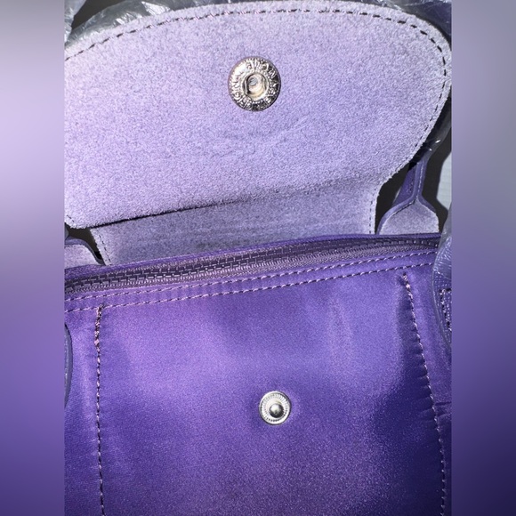 New Longchamp Le Pliage Purple Nylon Large Tote Handbag Purse Made In France - Picture 14 of 16